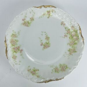Limoges Elite Works France Scalloped Edge Plate Floral Rose Pattern Gold Rim VTG